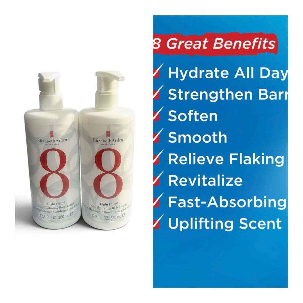 Elizabeth Arden 8 Hour Daily Hydrating Body Lotion 12.8 Fl. Oz. EACH- Lot of 2